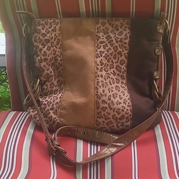 Bueno Suede or Suede Like Animal Print  Hobo Bag - Picture 2 of 8